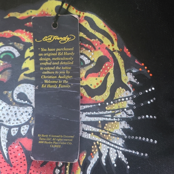 Ed Hardy Small Tote Bag Never Used with Tags Tiger Black Yellow - Picture 2 of 8